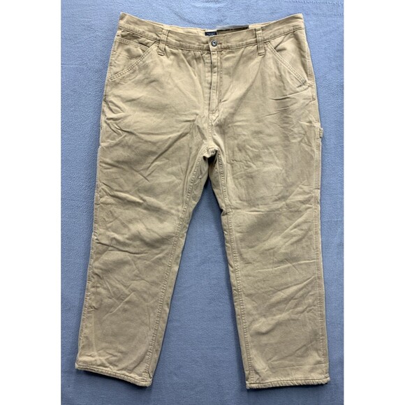 Faded Glory Carpenter Pants Mens 40x32 Brown Fleece Lined Workwear Dead Stock - Picture 3 of 16